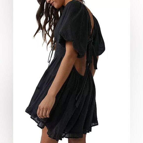 Free People NWT Perfect Day Mini Dress in Black Size XL - Picture 8 of 9